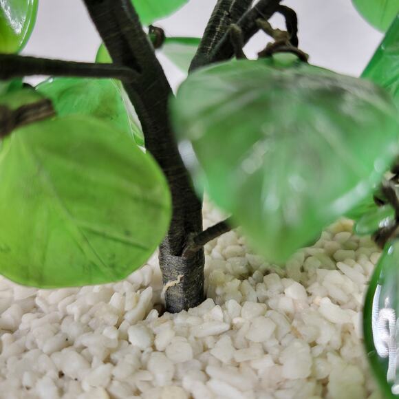 VTG Glass Faux Jade Bonsai Tree 9" Green Coral Handcrafted Art Ceramic Pot - Picture 11 of 16